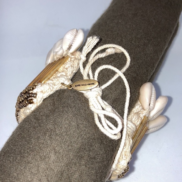 mare sole amore - anthropologie - shell bracelet hand made /weaved nautical - Picture 4 of 8